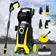 Bestsoon 3600PSI High Pressure Washer, 2200W Electric Power Washer with Spray Gun and Hose Reel, 8M Hose, 6 Nozzles, Brush Head/Rotary Floor Cleaner, Idear for Cleaning & Washing