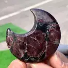 69G Natural Fireworks Red Garnet sphere Quartz Crystal moon-shaped healing