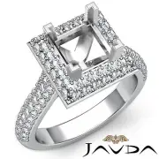 Halo Set Diamond Engagement Princess Shape Huge Ring 14k Gold Semi Mount 1.4Ctw