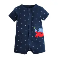在飛比找momo購物網優惠-【時尚Baby】童裝 男嬰 短袖連身衣深藍色可愛章魚連身衣(