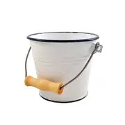 Urban Style Enamelware 1L Ice Bucket Storage Cooler w/Wire Handle/Blue Rim White