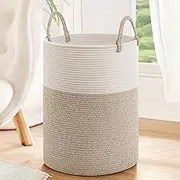 Large Laundry Hamper, Laundry Hamper for Toys, XICEN Tall Woven Laundry Basket for Clothes, Blanket Storage Basket for Living Room, 38cm * 45cm (Light Brown)