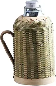 FUNOMOCYA Handmade Bamboo Flask Insulated for Hot Drinks Safe Glass Liner Random Style