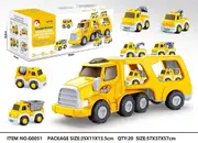 Construction Truck Toys Set for 1 2 3 4 Years Old Toddlers Kids Boys and Girls, Car Carrier Vehicle Set Toy with Sound and Light, Vehicles Transport T