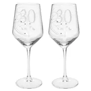 2PK Gibson Gifts 30 Birthday Crystal Wine Glass Toasting Tumbler Drinkware Clear