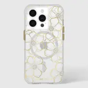 Floral Gems MagSafe Case For iPhone 15 Pro - Gold