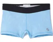 Girl's X-SMALL(5-6) Soffe Dri Low Rise Compression Shorts Surf Blue Splatter NWT