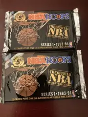 2x 1993-94 Skybox NBA Hoops Series 1 Basketball Card Packs - 5th Anniversary