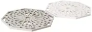 Silicone Trivet Mat Pad for Hot Dishes Set of Two (White & Grey Octagon)…