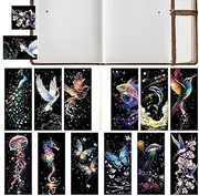 Scratch Off Bookmarks | Art Scratch Note Set of 12 - Bookmarks Making Kit for Kid Students Birthday Christmas Party Favor