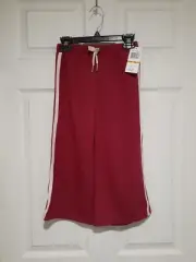 Takara Girls Capri Pants Youth Small Flared Maroon Stripe Soff Comfortable