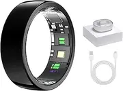Tulbeys Smart Ring with Wireless Charging Bay - Black - Size 10 - Sleep Tracking Wearable - Heart Rate - Oxygen Monitoring - Fitness Tracker - Hand Gesture Brush Tiktok - Up to 9 Days of Battery Life