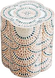Side Table Flower Shaped Side Table, Decorative Stools End Table Coffee Table for Living Room Bedroom, Modern Bed Sofa Side Table End Table, Plant Stand, with Handmade Shell Patch End Tables Living R