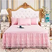 Skirt Ruffled Bed Skirt, Lace Bed Skirt Pillowcase Bed Set Fitted Sheet Multicolor Multiple Sizes Pack of 3(7,2pcs Pillowcase)