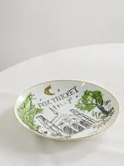 GINORI 1735 - + Luke Edward Hall Fox Thicket Folly 27cm Gold-plated Porcelain Plate - Green - One size