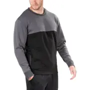 $88 Natori Men's Block Pullover Crewneck Sweater Gray Black Isamu Tonal Color,XL