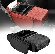 Integrated Pressurized Multifunctional Car Armrest Heightening Pad, Car Center Console Cover Memory Foam Car Armrest Cushion & Arm Rest (Black)