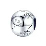 Silver plating Dandelion Flower Round Beads Charms Fit Women Bracelets Bangles Jewelry