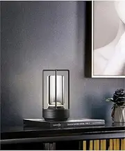 Portable Metal Table Lamp for Indoor/Outdoor ,Rechargeable Cordless LED Lamp, 3-Colour Infinitely Dimming Battery Powered Small Desk Lamp, Restaurant/Bedroom/Bar/Coffee Shop/Camping Light (Black)