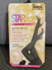 Star Power By Spanx Patterned Shaping Tights Size A Ribbed Row Black High Waist