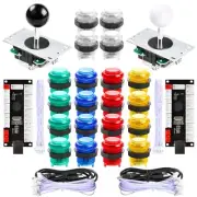 2 Player DIY LED Arcade Games Kit - 2X USB Encoders + 2 Joysticks + 20 LED Bu...