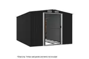 PlantCraft Galvanised Steel Garden Shed 2.58 x 3.13 x 2.02m, with 2 Sliding Doors, 4 Air Vents, Gable Roof, Floor Frame