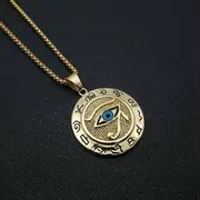 Sztxj Gold Ancient Egypt The Eye Of Horus pendant Necklace Stainless Stee one size