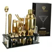 Mixology Bartender Kit – 24 Piece Gold Cocktail Shaker Set w/Stand – gold