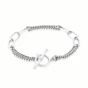 Zamel's Sterling Silver 19 cm Fancy T-bar Bracelet Elegant Women's Jewellery