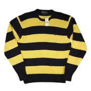 VTG Polo Ralph Lauren Knitted Navy/Yellow Pullover Sweater Size Large - NWT
