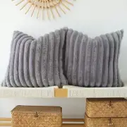 Pack of 2 Faux Fur Plush Decorative Throw Pillow 20" x 20" (Pack of 2) Grey