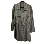Blank NYC Shirt Dress Women Size XL Olive Green Snap Front Drawstring Waist NWT