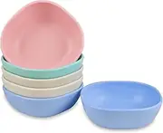 6PCS 4.5 OZ Wheat Straw Small Dessert Bowls, Stacked Pinch Bowls, Mini Prep Bowls, Unbreakable Dipping Saucers for Side Dishes, Seasoning, Snack, Appetizer (Beige、Blue、Green、Pink)