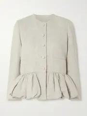 [LIBEROWE] LIBEROWE - Linen Peplum Jacket - Sand - small small Neutrals