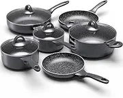 BEZIA Induction Cookware Pots and Pans Set 10 Piece, Dishwasher Safe Nonstick Cooking Pans, Stay-Cool Bakelite Handle, Scratch Resistant Kitchen Sets with Frying Pans, Saucepans & Stockpot