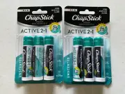ChapStick Active 2 in 1 Lip Balm 6 Tubes SPF25 Unscented Mineral Based 0.18 Oz