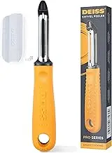 Deiss PRO Swivel Vegetable Peeler - Sharp Stainless Steel Peeler With Easy Non-Slip Hand Grip, Potato Peelers For Kitchen, Fruit, Carrot, Apple, Veggie, Kiwi, Durable, And Dishwasher Safe (ORANGE)