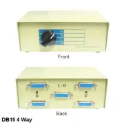 4 Way DB15 Manual Data Switch Box Rotary Dail Style for Joystick MAC Monitor