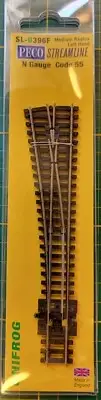 N Scale PECO Streamline SL-U396F Medium Radius Left Hand Turnout Code 55