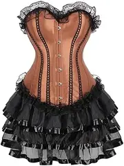 [OFFSUM] Women's Sexy Corset - Satin Lace Mesh Embroidery Patchwork Bustier Dress Adjustable Party Club Large Size Irregular Strapless Streetwear