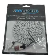 COOL CABLES 10 Foot Fabric Braid Charger Sync Cable iPhone 5/5c/5s