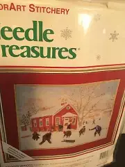 Crewel Needle Treasures Country School Boys will be Boys Snowball Kit 16X12