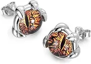 [FuZhiBang] Devil's Eye Stud Earrings for Men - 4 Claw Design Unique Gothic Jewelry, Stainless Steel Cartilage Earrings, Edgy Punk Earrings for Women & Men, Hypoallergenic Trendy Gifts ER94
