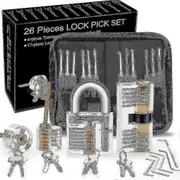 Lock Picking Kit, 25-piece Lock Picking Kit, Practice Tools With 3 Clear Locks