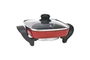 Maxim Kitchenpro Electric 800W Non Stick Mini Frying Pan Frypan w Glass Lid Red