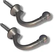 Ball End Curtain Holdbacks Hooks Gun Metal Ball End Curtain Holdbacks Hooks U Shaped Curtain Tie Hooks Curtain Drapery Hold Back Tie Back Hooks for Curtains Clothes Coat Hanger Hooks Pack of 2.