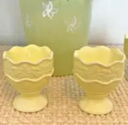 Set of 2 Yellow Ceramic Egg Cups, Everyday Easter New