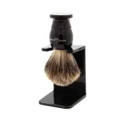 Edwin Jagger Traditional Handmade Shaving Brush Super Badger M-XL With Stand NEW