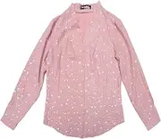 [Allegra K] Women's Metallic Vintage Long Sleeve Gilding Shiny Dots Stars Blouse Top