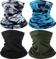 4 PCS Gator Face Mask - Unisex Reusable Cloth Neck Gaiter Face Mask Black